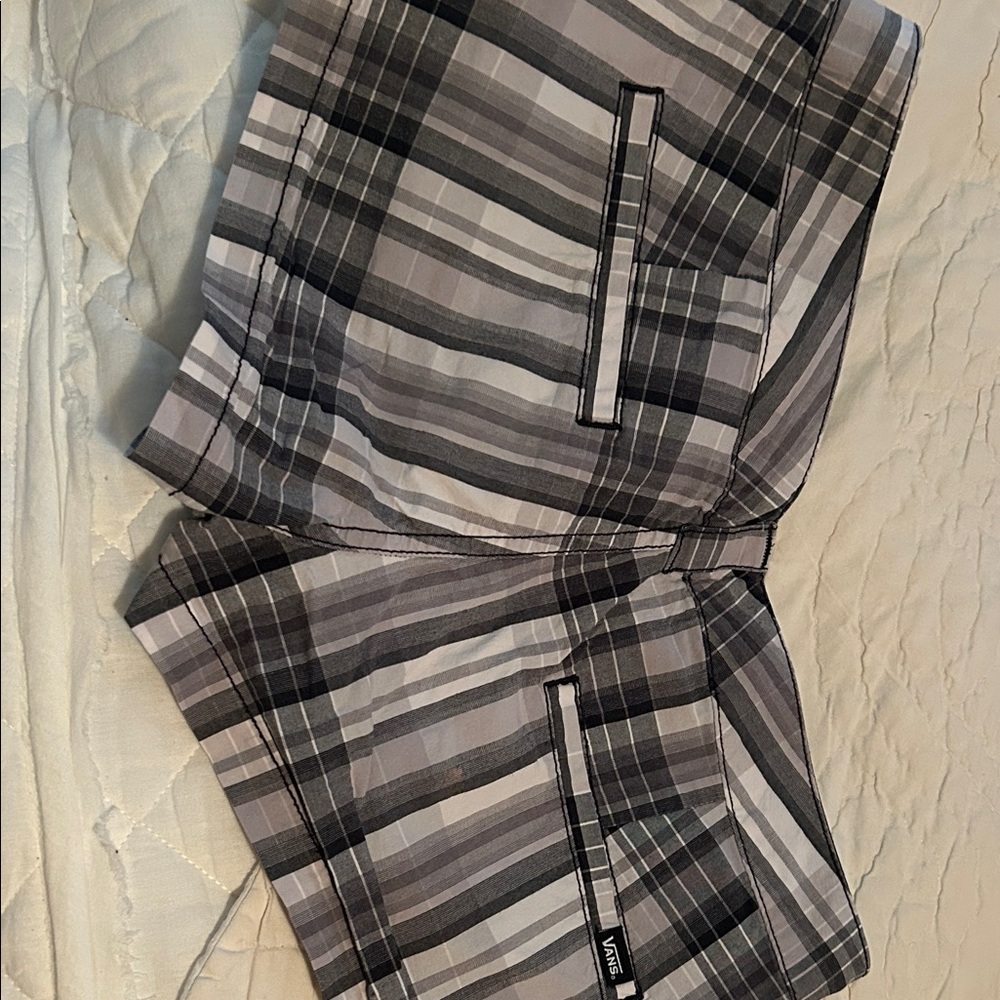 Vans Black and Gray Plaid Shorts